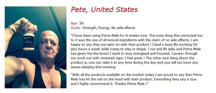 Prime Male Customer Testimonial Pete