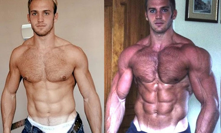 Before and after muscle mass gain